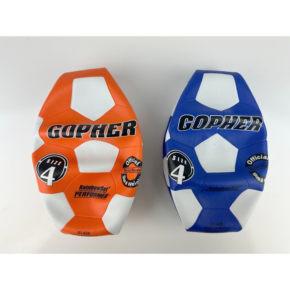 Gopher RainbowSet Performer Soccer Balls Size‎ 4 Blue Orange 61-620 NEW Lot of 2